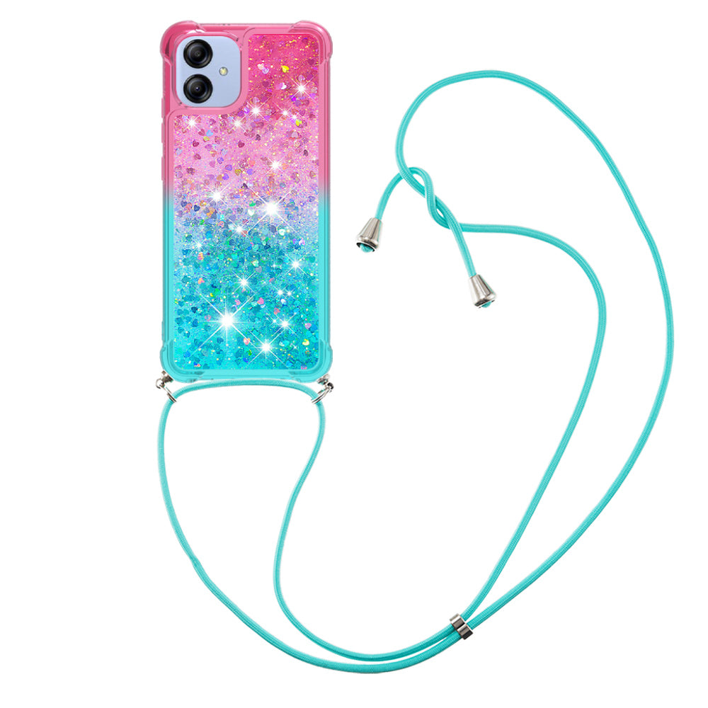 YB Quicksand Series-6 for Samsung Galaxy A04e 4G F04 4G M04 4G Gradient Color Drop-proof Quicksand Phone Case Anti-fall Soft TPU Phone Cover with Lanyard YB Quicksand Series-6 for Samsung Galaxy A04e 4G F04 4G M04 4G Gradient Color Drop-proof Quicksand Phone Case Anti-fall Soft TPU Phone Cover with Lanyard